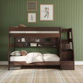 Modern Farmhouse Twin Over Twin Bunk Bed With Stairs & Bookcase