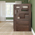 Modern Farmhouse Twin Over Twin Bunk Bed With Stairs & Bookcase