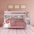 Modern Farmhouse Twin Over Full Bunk Bed With Stairs & Bookcase