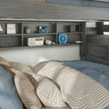 Modern Farmhouse Twin Over Full Bunk Bed With Stairs & Bookcase