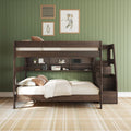 Modern Farmhouse Queen Over Queen Bunk Bed With Stairs & Bookcase