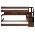 Modern Farmhouse Queen Over Queen Bunk Bed With Stairs & Bookcase