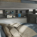Modern Farmhouse Queen Over Queen Bunk Bed With Stairs & Bookcase