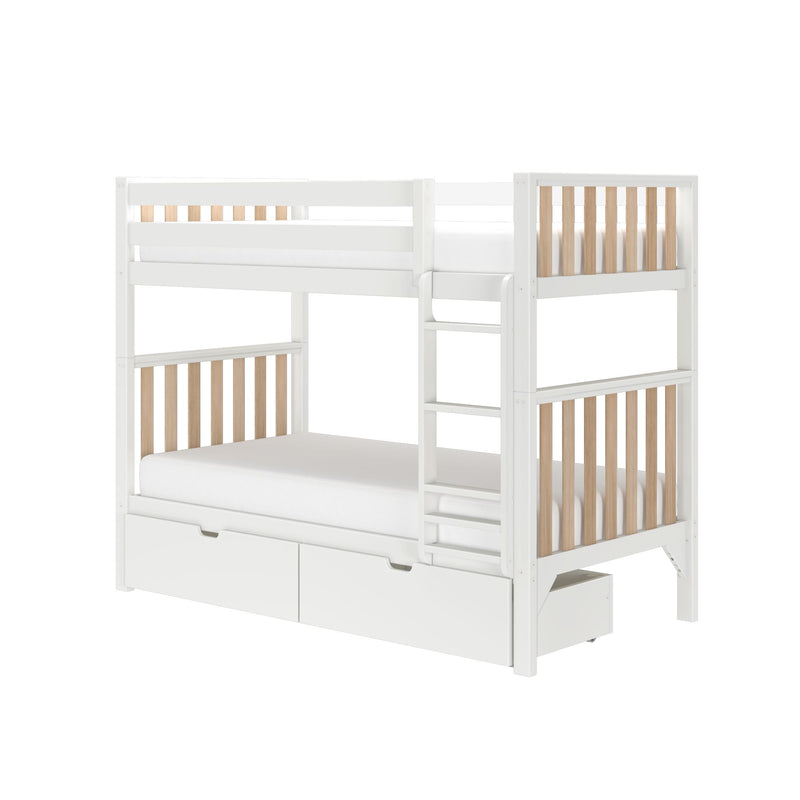 Scandinavian Twin Over Twin Bunk Bed With Storage Drawers