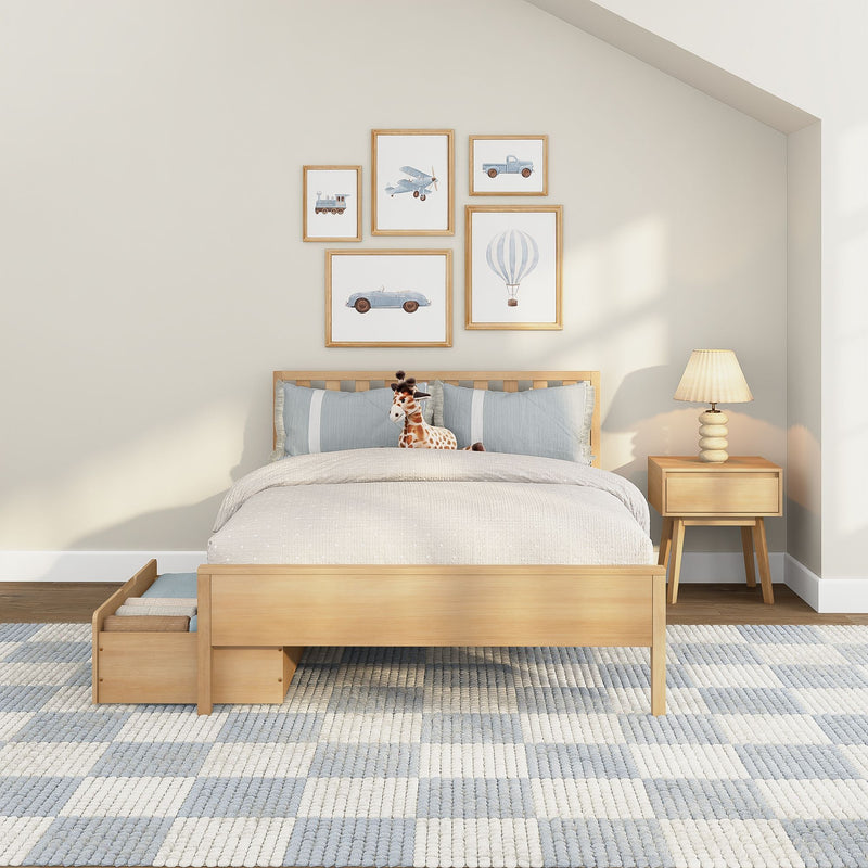 Scandinavian Full Bed with Underbed Storage Drawers