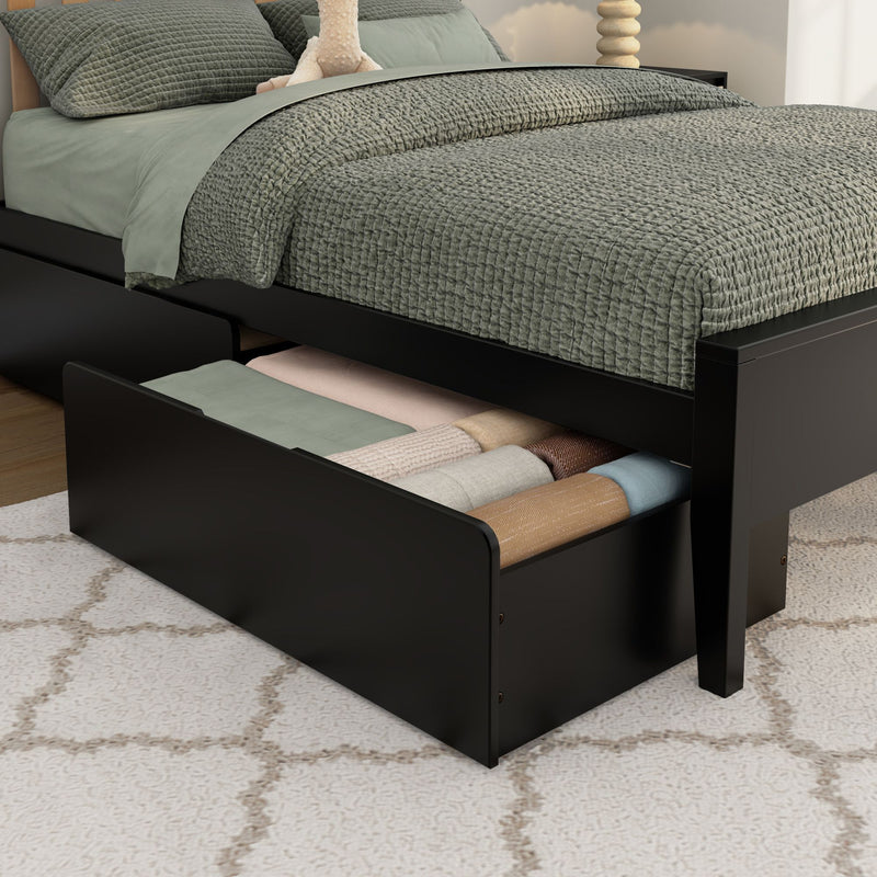 Scandinavian Full Bed with Underbed Storage Drawers