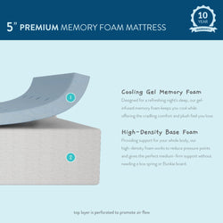 ML3215-000 : Mattresses 2 x 5" Premium Memory Foam Mattress Twin