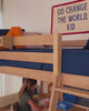 Children playing and studying in different bedrooms with loft beds with desks or stand-alone desks.