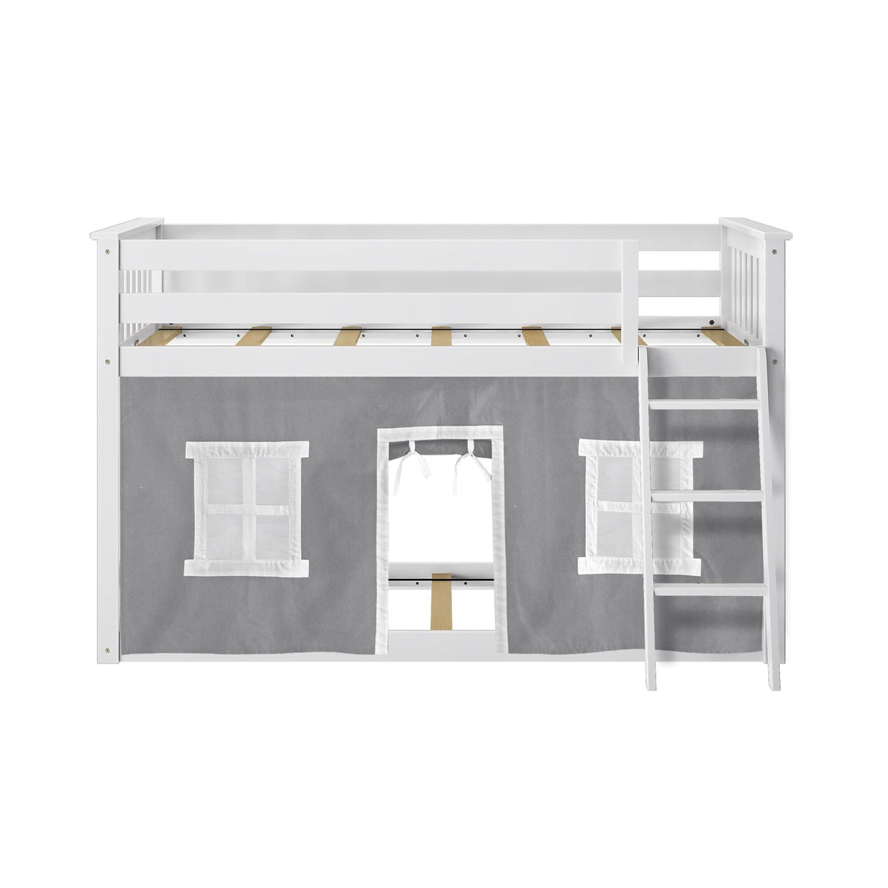 Bunk Beds Max & Lily Twin-Size Low Bunk Bed + Curtain 
