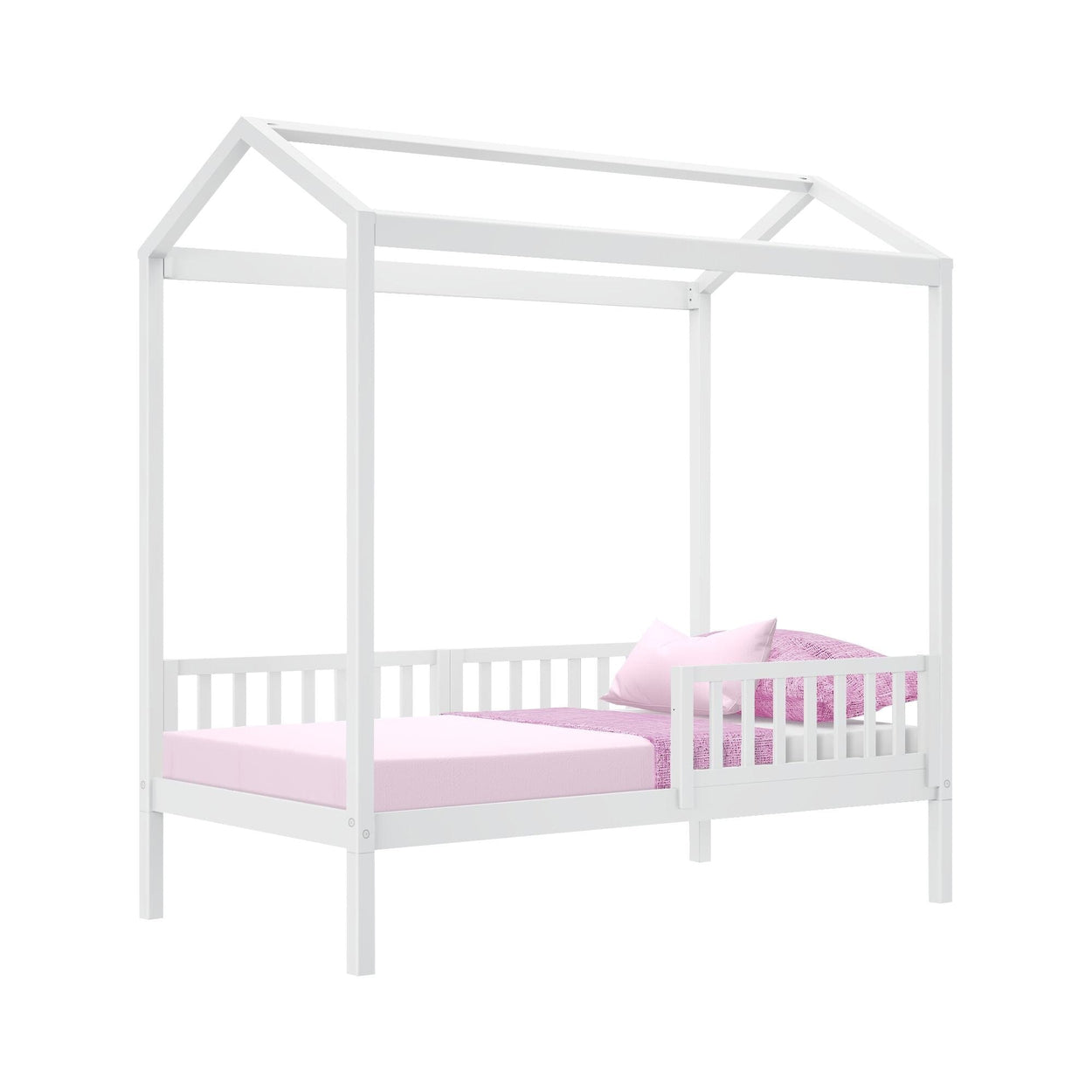Kids Beds Max & Lily Twin House Bed with Guard Rail 