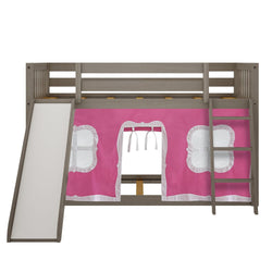 Bunk Beds Max & Lily Twin-Size Low Bunk with Slide + Curtain 