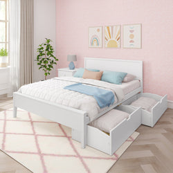 187102-002 : Kids Beds Classic Queen-Size Bed with Panel Headboard and Storage Drawers, White