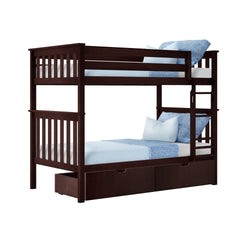 Bunk Beds Max & Lily Kid's Twin Over Twin-Size Bunk Bed with Storage Drawers 