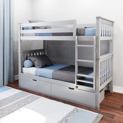Bunk Beds Max & Lily Kid's Twin Over Twin-Size Bunk Bed with Storage Drawers Grey 