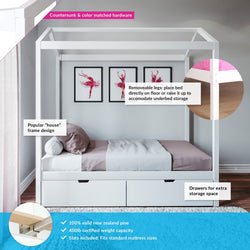 Kids Beds Max & Lily Kid's Twin-Size House Bed with Storage Drawers 
