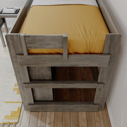 19-3D2BDK-185 : Storage & Study Loft Beds Farmhouse Twin-Size Low Loft with 3-Drawer Dresser, 2-Shelf Bookcase and Hook-on Desk, Driftwood