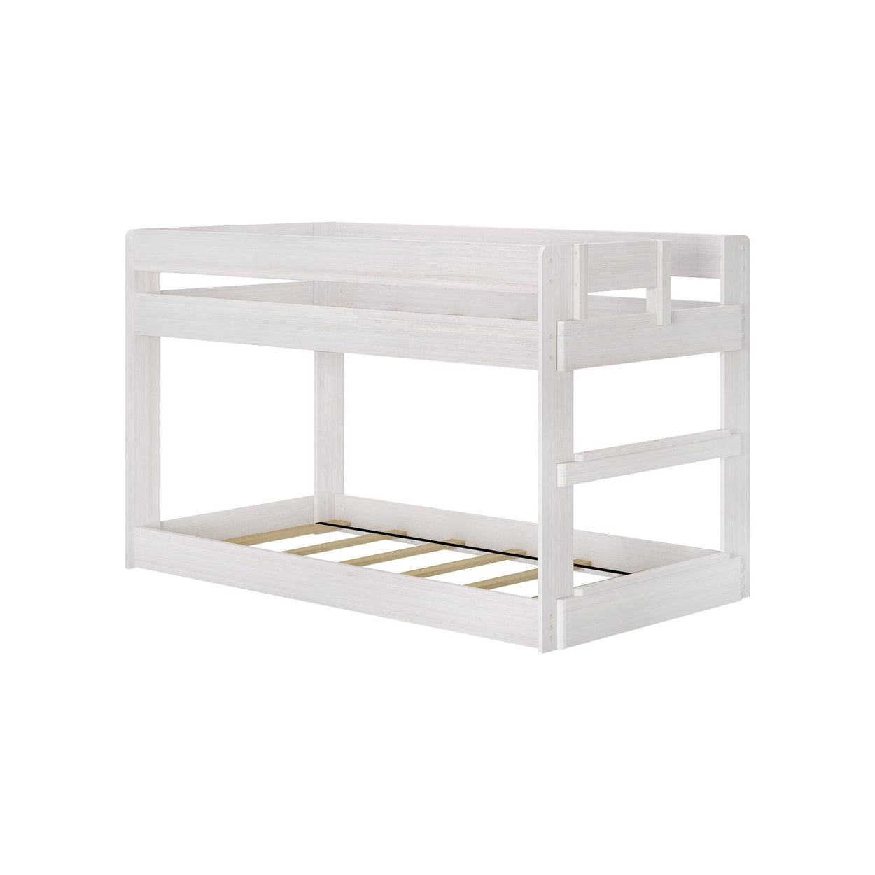 190214-182 : Bunk Beds Farmhouse Twin over Twin Low Bunk Bed, White Wash