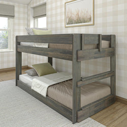 190214-185 : Bunk Beds Farmhouse Twin over Twin Low Bunk Bed, Driftwood