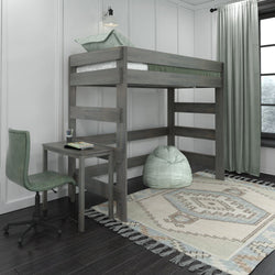 Loft Beds Max & Lily Modern Farmhouse Twin-Size High Loft Bed with Desk Driftwood 