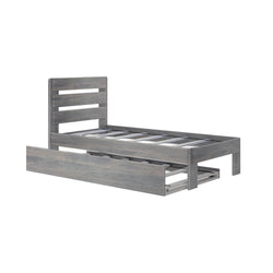 196210-185 : Kids Beds Farmhouse Twin Bed with Plank Headboard and Trundle, Driftwood