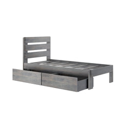 197210-185 : Kids Beds Farmhouse Twin Bed with Plank Headboard and Storage Drawers, Driftwood