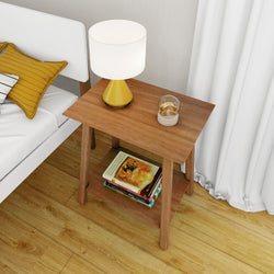 200009-007 : Furniture Mid-Century Modern Table Nightstand, Pecan